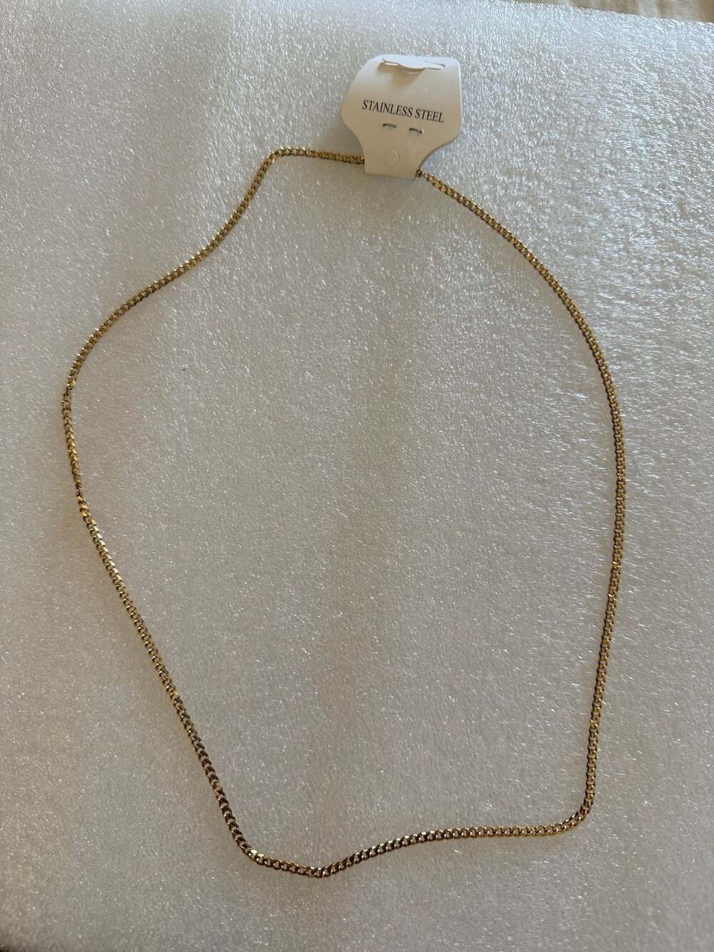 Stainless Steel Gold Tone Curb Link Chain Necklace 22 inches Brand New